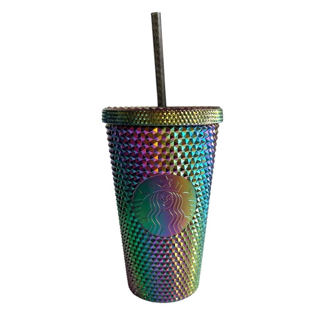 OIL SLICK Starbucks NWT Cold Cup Tumbler Grande Studded Rainbow Halloween 16 oz